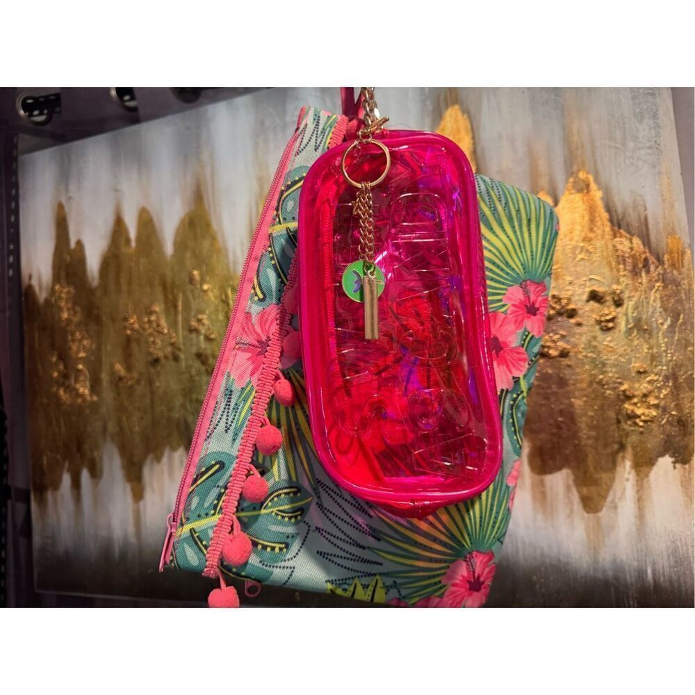 3 piece tropical wet bag,pink jelly bag & zodiac Pisces keychain bag charm lot